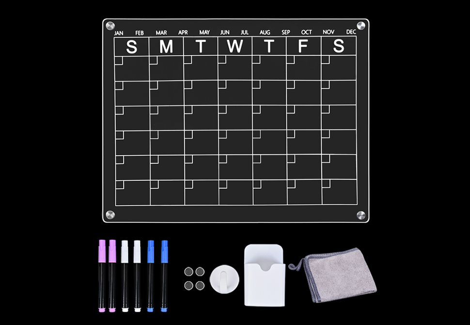 Magnetic Calendar Acrylic Reusable Dry Erase 